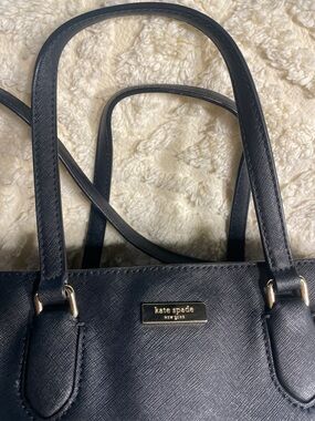 kate spade Black Saffiano Leather Double-Handle Tote with Gold Hardware